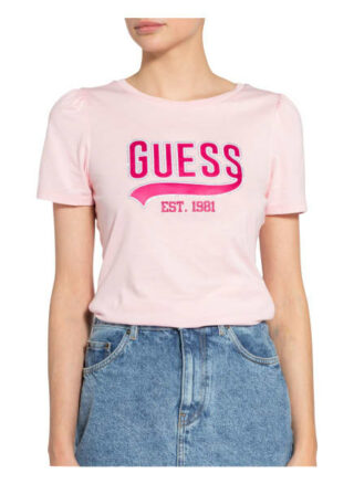 Guess T-Shirt Marisol Mit Schmucksteinbesatz rosa