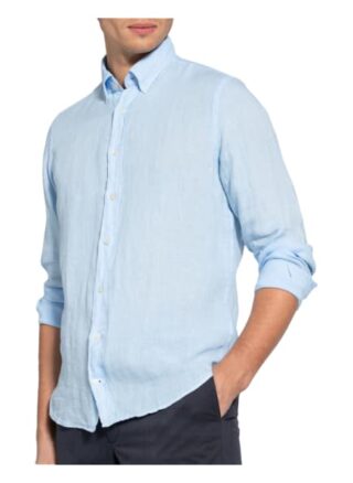 Hackett London Brompton Leinenhemd Herren, Blau
