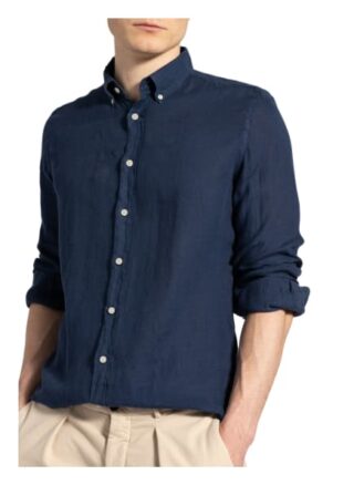 Hackett London Brompton Leinenhemd Herren, Blau