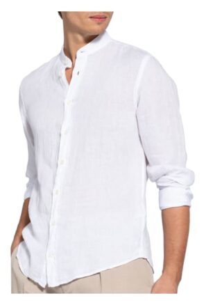 Hackett London Leinenhemd Slim Fit Mit Stehkragen weiss