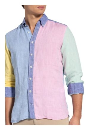 Hackett London Leinenhemd Slim Fit blau
