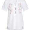 Hammerschmid Trachtenbluse Rose Im Materialmix weiss