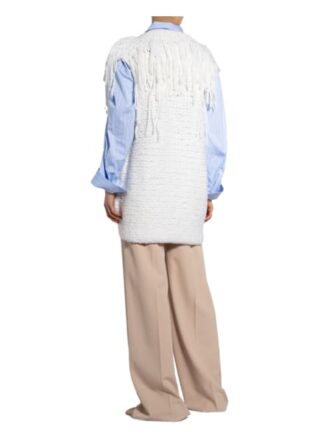 Iris Von Arnim Strickweste Hawi Mit Fransenbesatz weiss