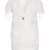 Iris Von Arnim Strickweste Hawi Mit Fransenbesatz weiss