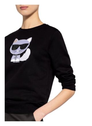 Karl Lagerfeld Sweatshirt Ikonik Choupette Mit Schmucksteinbesatz schwarz