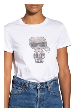 Karl Lagerfeld T-Shirt Mit Schmucksteinbesatz weiss
