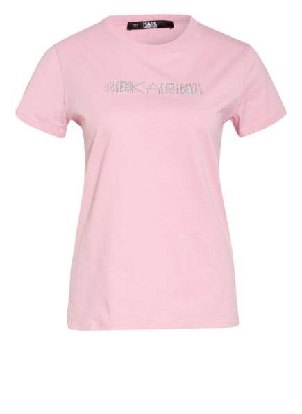 Karl Lagerfeld T-Shirt Mit Strasssteinbesatz pink Karl Lagerfeld T-Shirt Mit Strasssteinbesatz pink