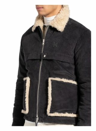 Kenzo Cordjacke Bombardier Mit Kunstpelzbesatz grau