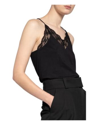 Lanius Top Mit Spitzenbesatz schwarz