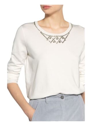 Liu Jo Pullover Mit Schmucksteinbesatz weiss