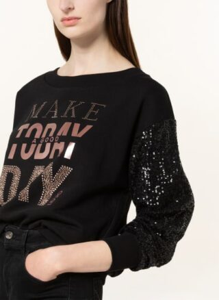 Liu Jo Sweatshirt Mit Schmuckstein- Und Paillettenbesatz schwarz