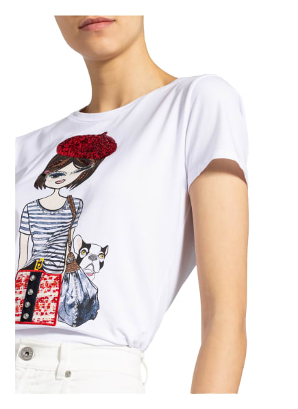 Liu Jo T-Shirt Mit Schmuckstein- Und Paillettenbesatz weiss Liu Jo T-Shirt Mit Schmuckstein- Und Paillettenbesatz weiss
