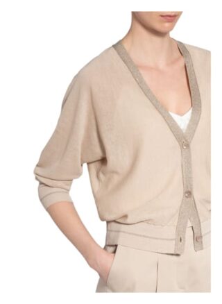Luisa Cerano Strickjacke Mit Leinen Und Glitzergarn beige