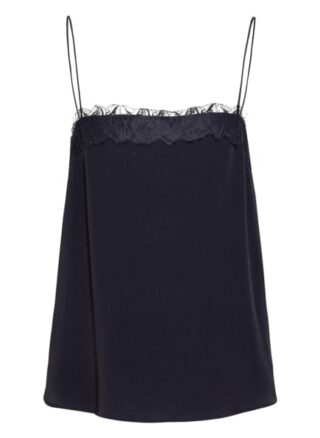 Luisa Cerano Top Mit Spitzenbesatz Und Seide blau