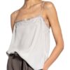 Luisa Cerano Top Mit Spitzenbesatz Und Seide weiss