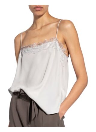 Luisa Cerano Top Mit Spitzenbesatz Und Seide weiss