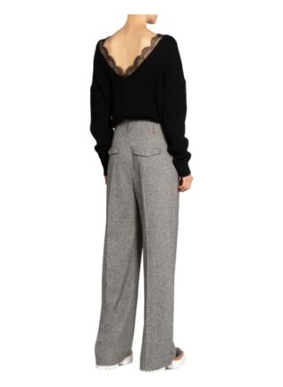 Maje Pullover Matilde Mit Spitzenbesatz schwarz
