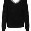 Maje Pullover Matilde Mit Spitzenbesatz schwarz