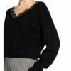 Maje Pullover Matilde Mit Spitzenbesatz schwarz