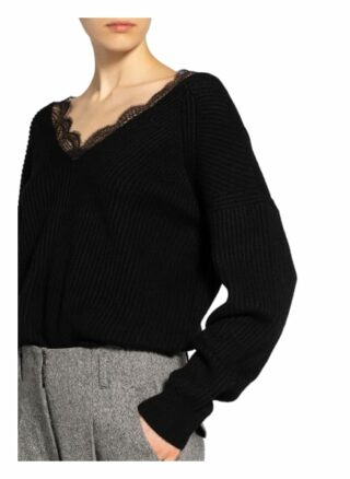 Maje Pullover Matilde Mit Spitzenbesatz schwarz