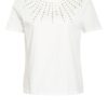 Maje T-Shirt Tiziano Mit Schmucksteinbesatz weiss