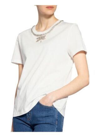 Maje T-Shirt Topal Mit Schmucksteinbesatz weiss