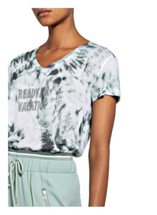 Marc Aurel T-Shirt Aus Leinen Mit Schmucksteinbesatz gruen