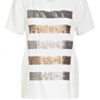 Marc Aurel T-Shirt Mit Pailettenbesatz weiss