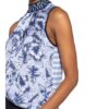 Marc Aurel Top Im Materialmix blau