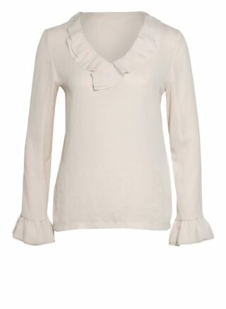 Marc Cain Blusenshirt Mit Rüschenbesatz Im Materialmix weiss