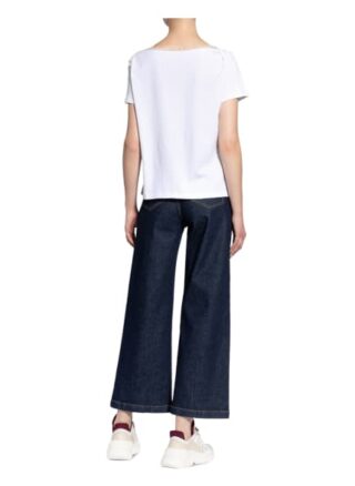 Marc Cain T-Shirt Mit Pailletten- Und Fransenbesatz weiss