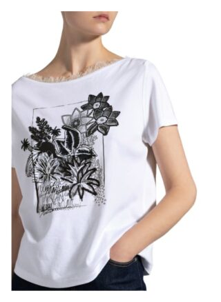Marc Cain T-Shirt Mit Pailletten- Und Fransenbesatz weiss