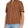 Marc O'polo Kurzarm-Hemd Regular Fit Aus Leinen braun