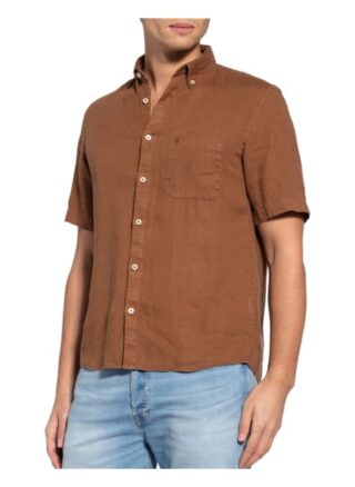 Marc O'polo Kurzarm-Hemd Regular Fit Aus Leinen braun