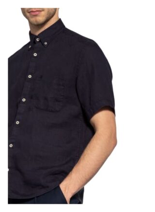 Marc O'polo Kurzarm-Hemd Regular Fit Aus Leinen schwarz