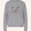 Max Mara Cashmere-Pullover Rodeo Mit Schmuckstein- Und Paillettenbesatz grau
