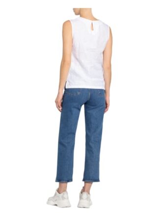 Mint & Mia Leinentop Mit Lochspitze weiss