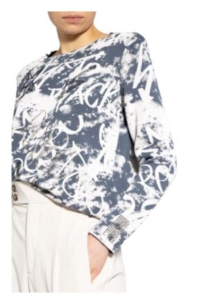 Monari Pullover Mit Schmucksteinbesatz blau