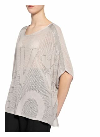 Monari Pullover Mit Schmucksteinbesatz grau