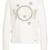 Monari Pullover Mit Schmucksteinbesatz weiss