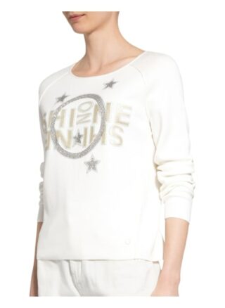 Monari Pullover Mit Schmucksteinbesatz weiss