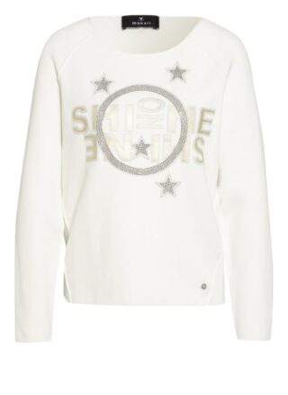 Monari Pullover Mit Schmucksteinbesatz weiss