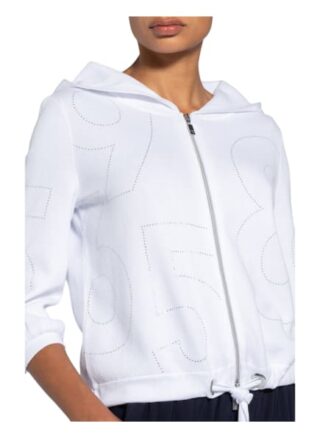 Monari Strick-Jacke Mit 3/4-Arm Und Schmucksteinbesatz weiss