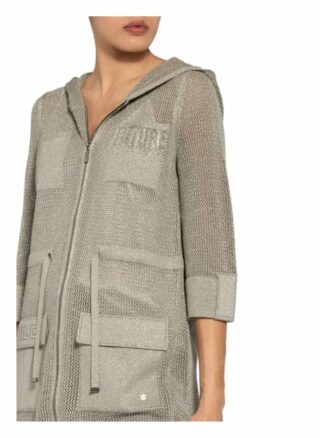 Monari Strickjacke Mit 3/4-Arm Und Schmucksteinbesatz grau