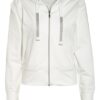 Monari Sweatjacke Mit Schmucksteinbesatz weiss
