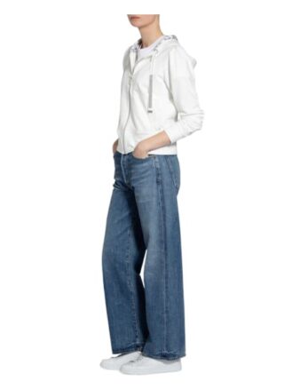 Monari Sweatjacke Mit Schmucksteinbesatz weiss