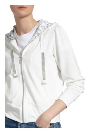 Monari Sweatjacke Mit Schmucksteinbesatz weiss