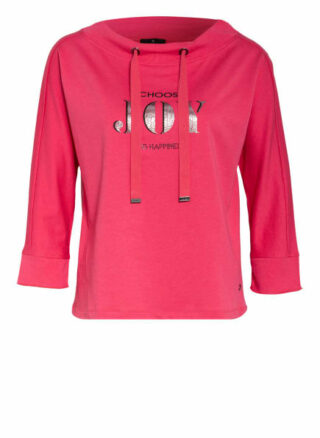 Monari Sweatshirt Mit 3/4-Arm Und Schmucksteinbesatz pink