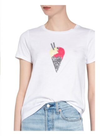 More & More T-Shirt Mit Paillettenbesatz weiss