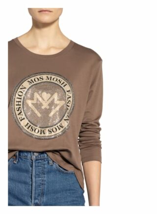 Mos Mosh Longsleeve Leah Mit Schmucksteinbesatz beige